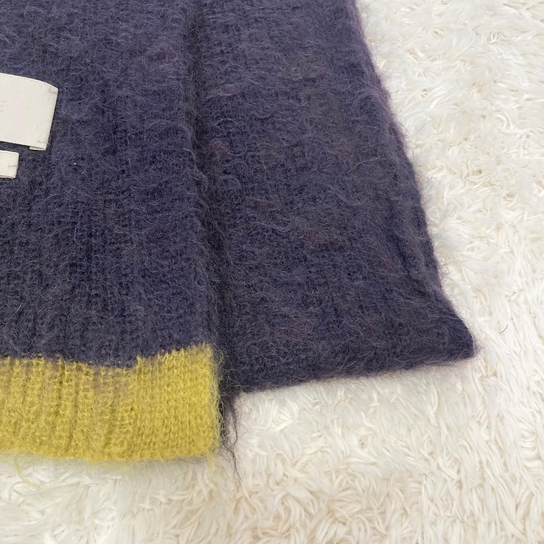 YOKE　22AW　ボーダー　モヘア　ロング　ストール　マフラー　紺×黄
