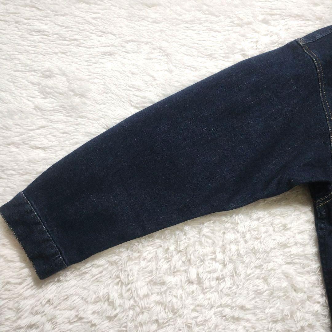 【新品】lelill　ノーカラー　デニム　ジャケット　カバーオール　ネイビー　紺