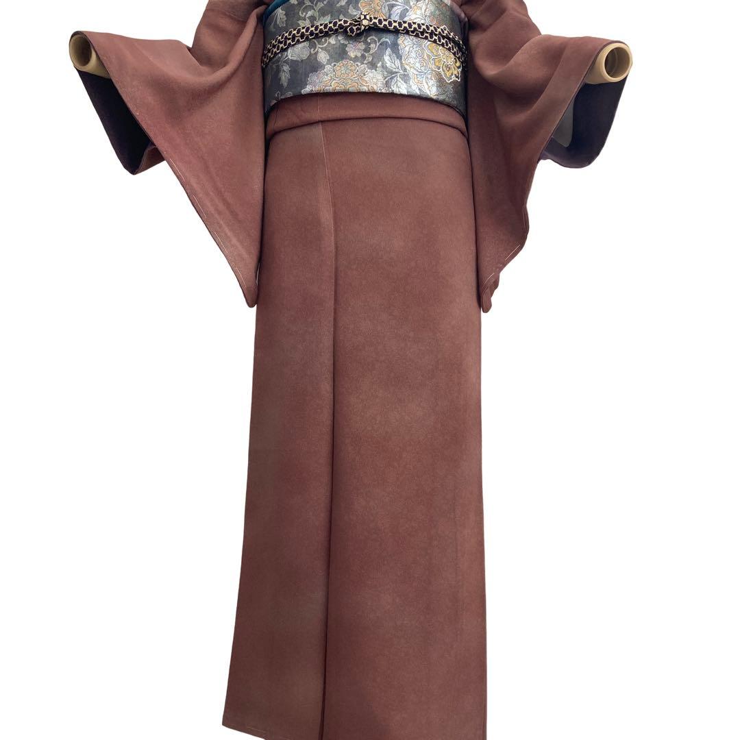 仕付け糸付き 刺繍一つ紋 暈し 色無地 着物 NO