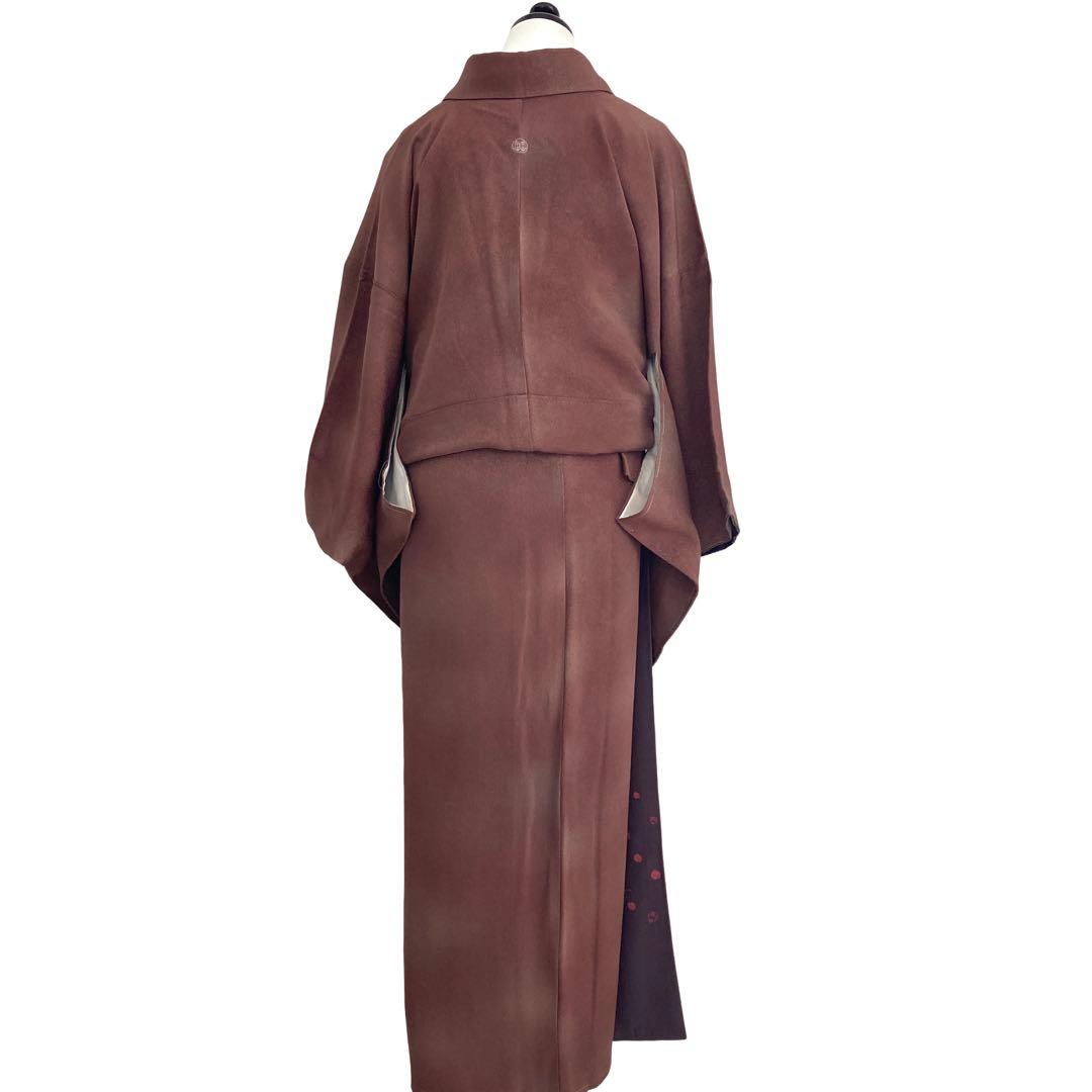 仕付け糸付き 刺繍一つ紋 暈し 色無地 着物 NO