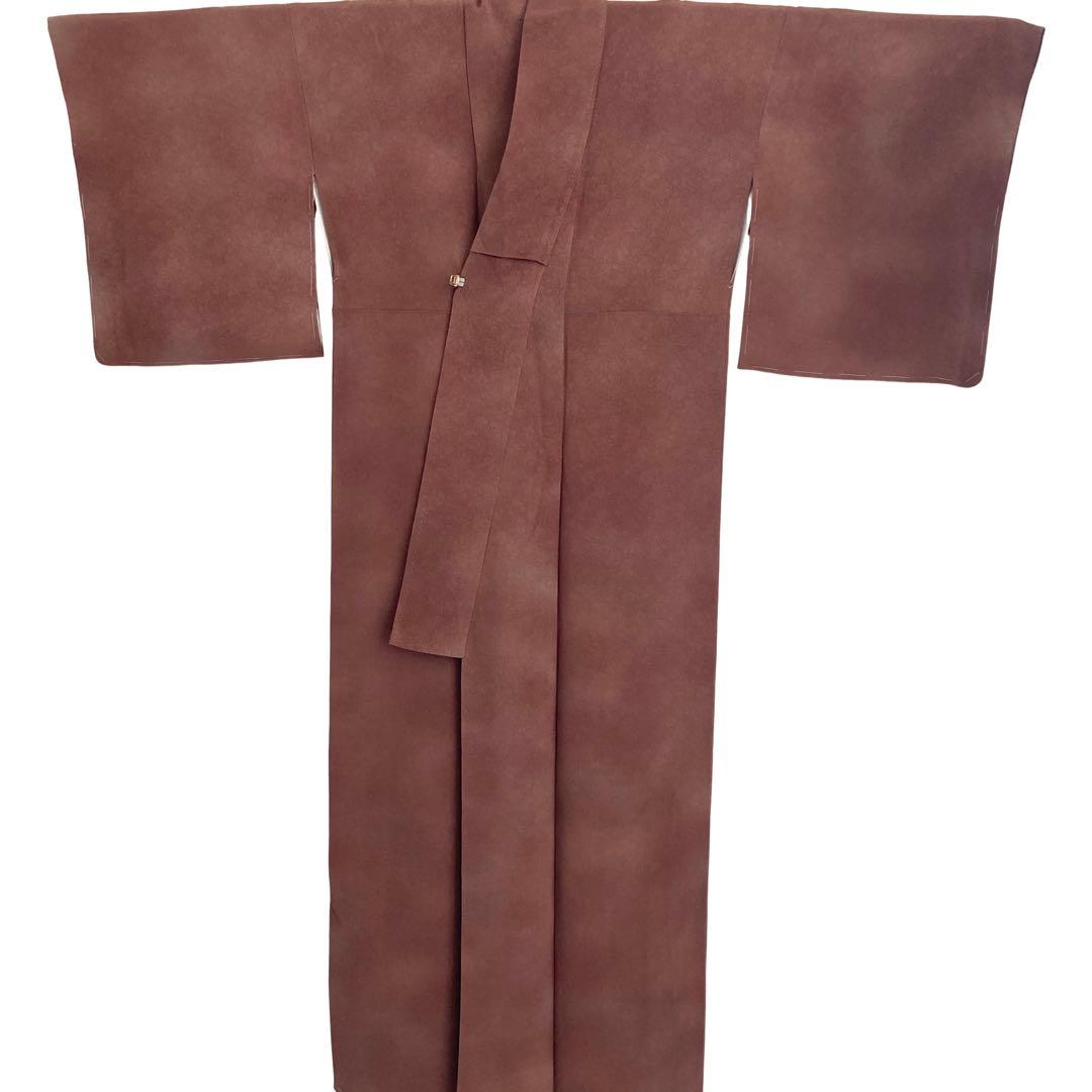 仕付け糸付き 刺繍一つ紋 暈し 色無地 着物 NO