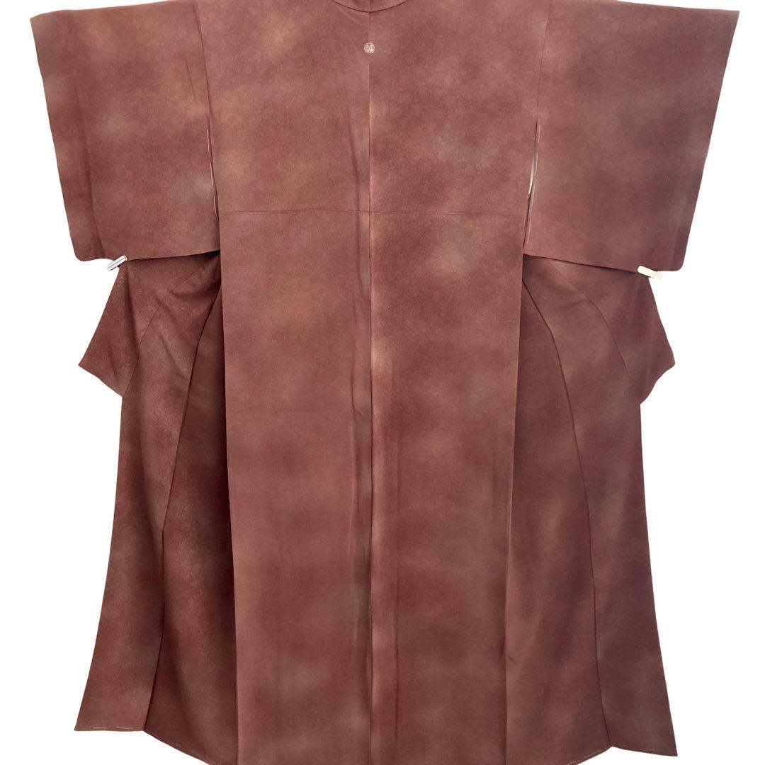 仕付け糸付き 刺繍一つ紋 暈し 色無地 着物 NO