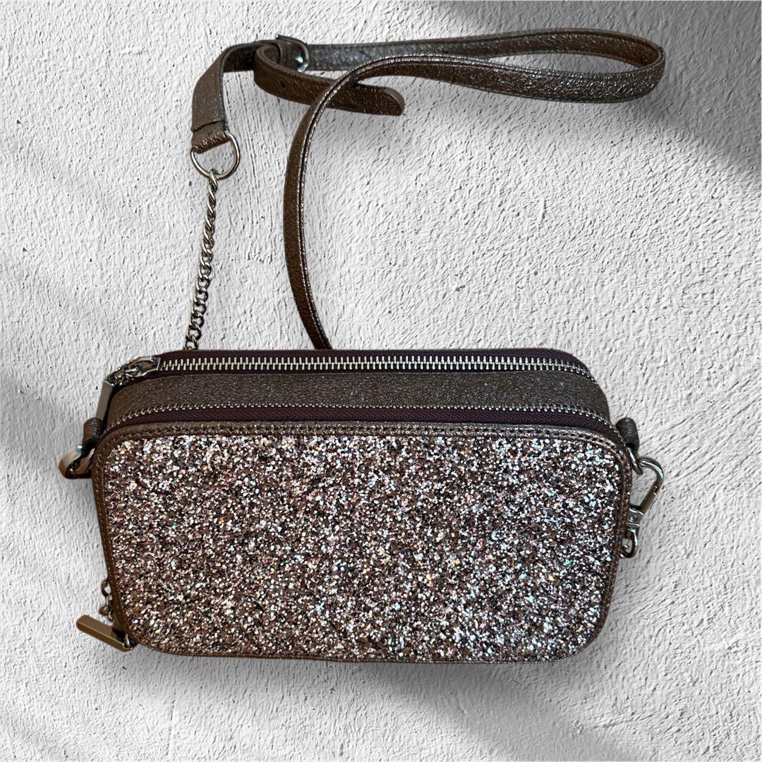 極美品 DIANA グリッター ショルダーバッグ カメラバック チェーン ラメ