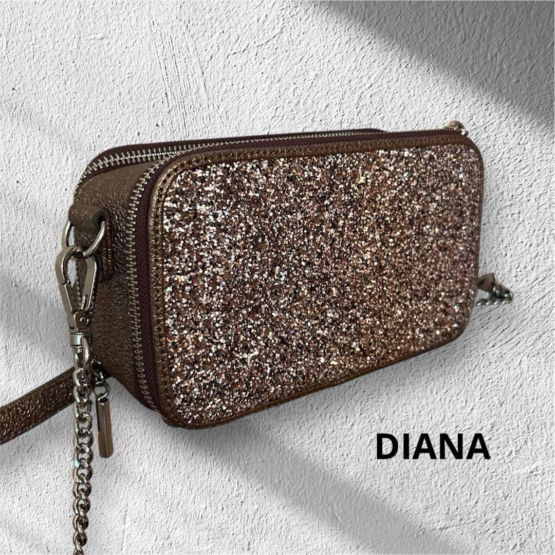 極美品 DIANA グリッター ショルダーバッグ カメラバック チェーン ラメ