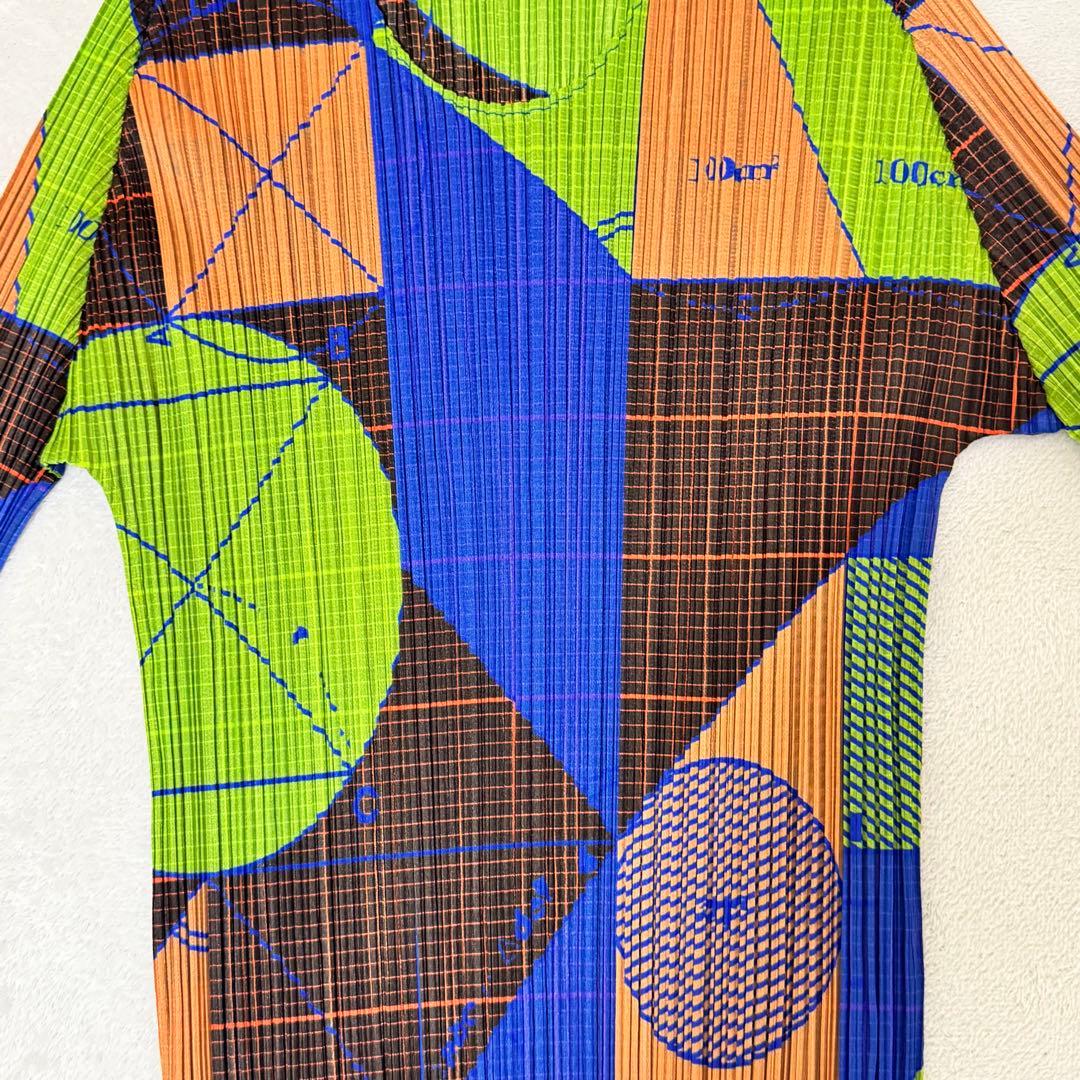 極美品✨PLEATS PLEASE プリーツ　長袖　総柄　マルチカラー