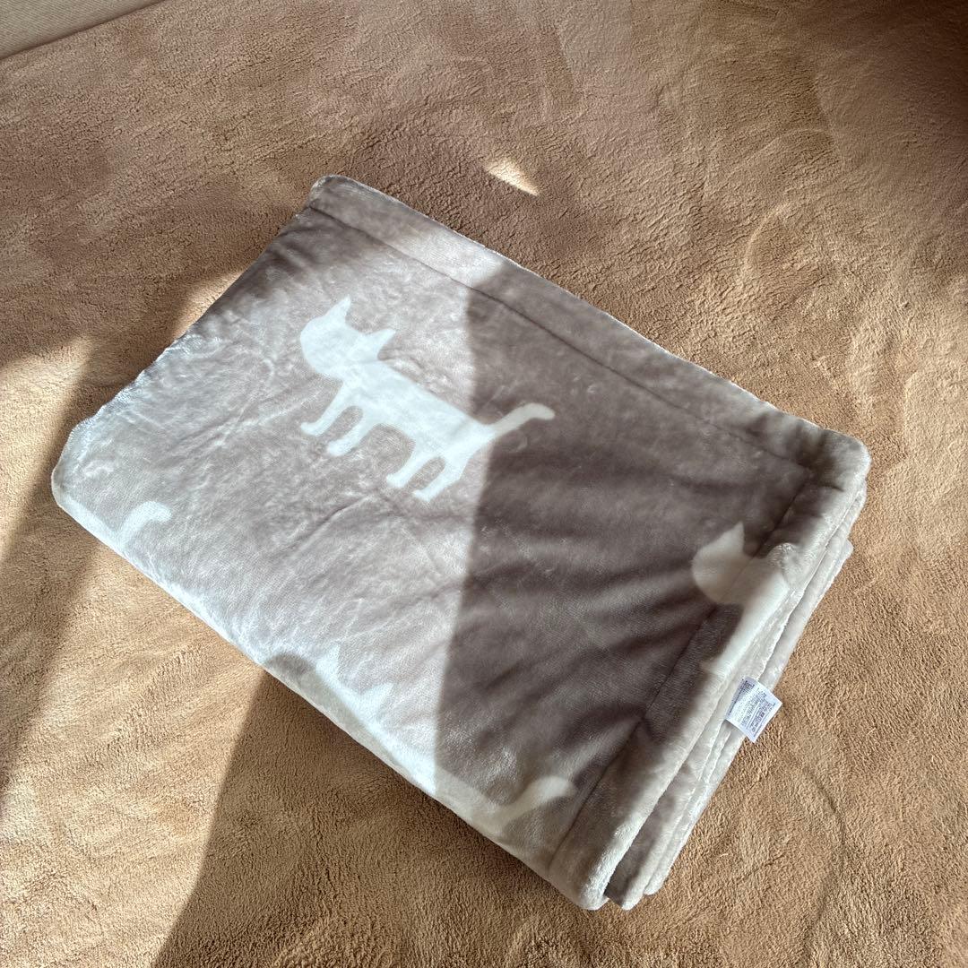 マタノアツコ　リバーシブルケット　合せ毛布　シルエット猫　シングル　西川