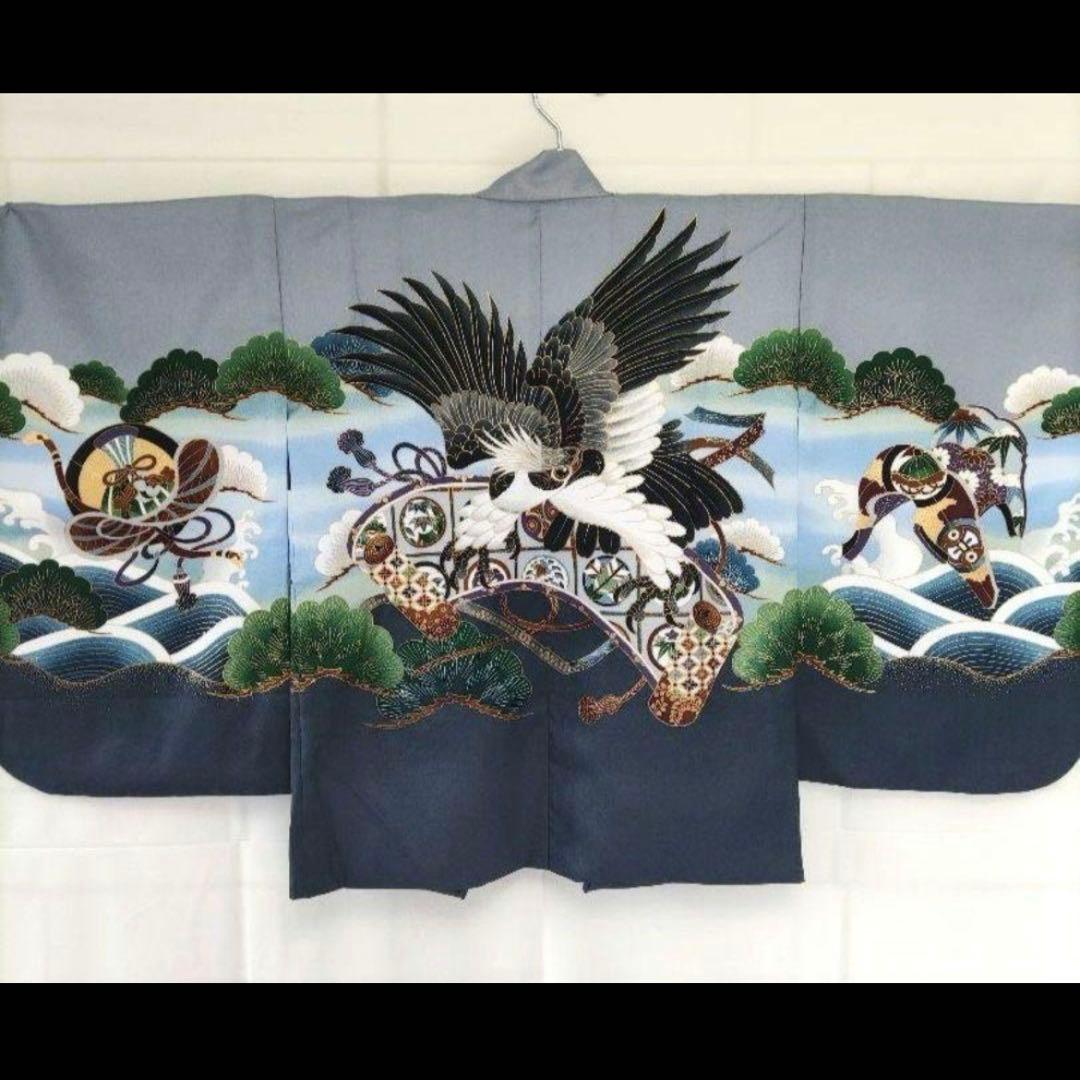 七五三　袴　子供用着物セット 鷹と鯉の刺繍