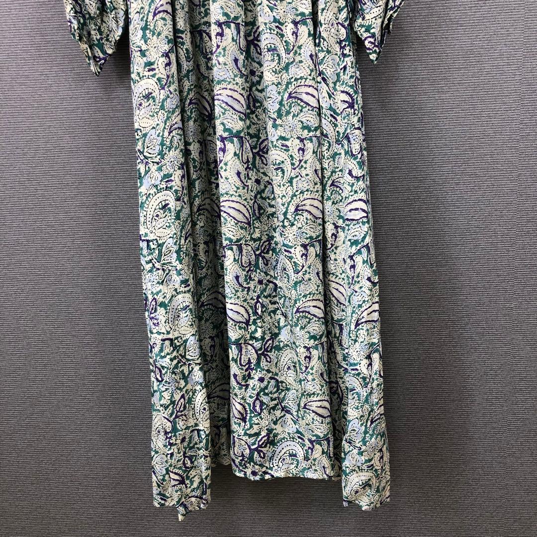 未使用品 ヌキテパ レーヨン ペイズリープリント キルティングドレス ブルー