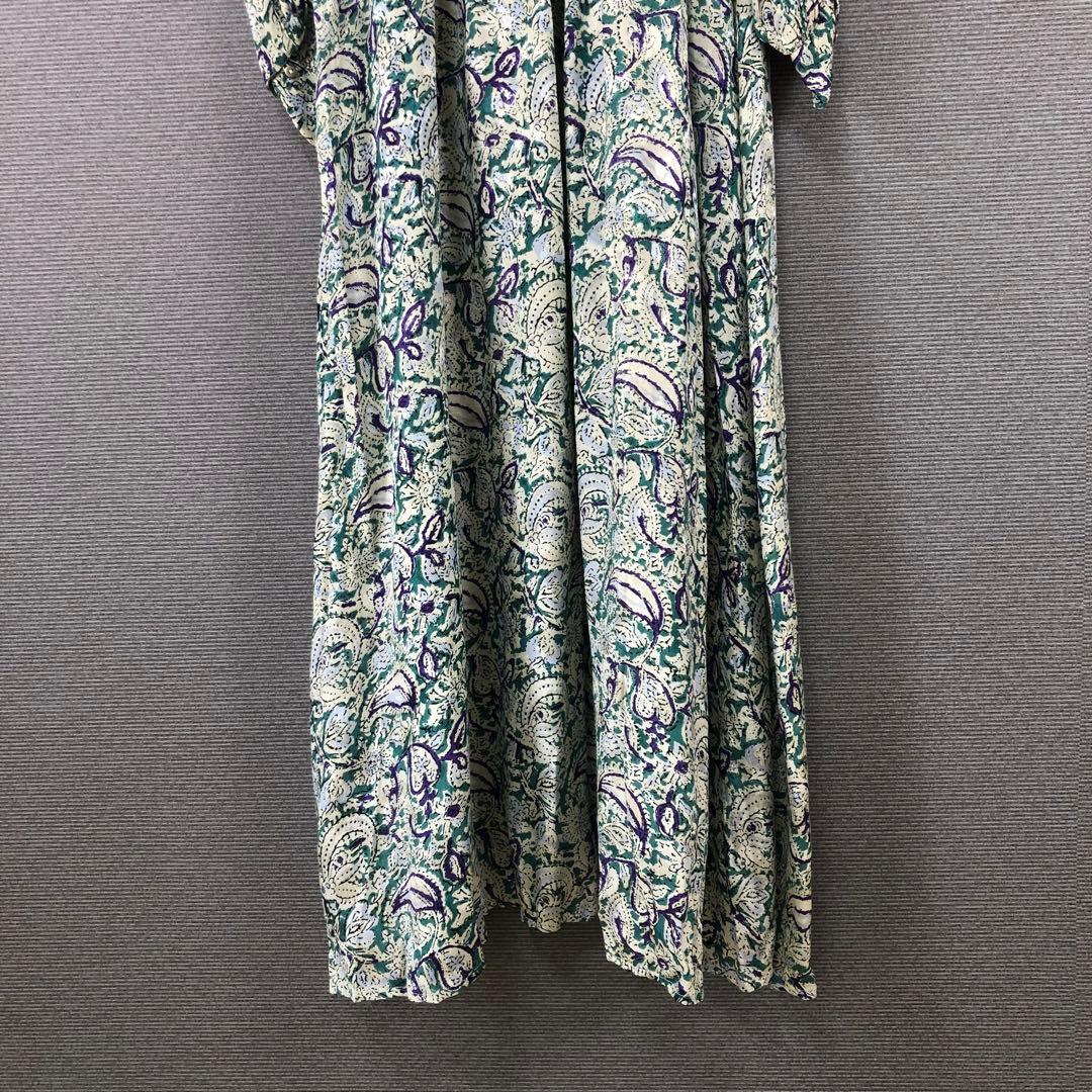 未使用品 ヌキテパ レーヨン ペイズリープリント キルティングドレス ブルー