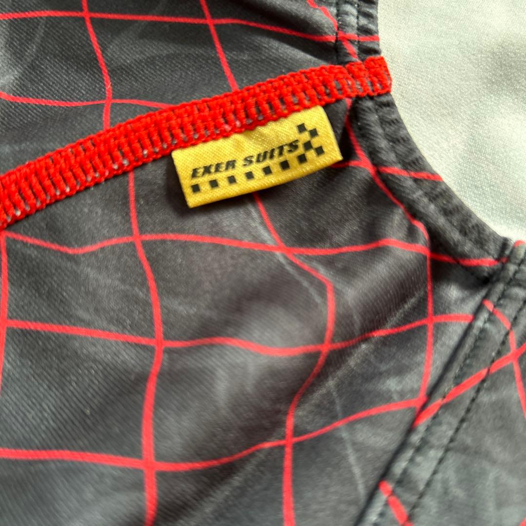 ミズノEXER SUITS スポーツ用水着 チェック柄 黒赤