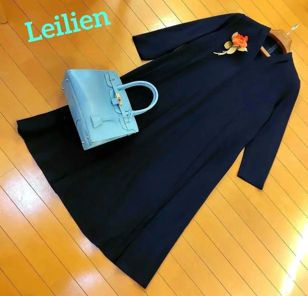 レリアン 近年モデル ネイビー 長袖 カットソーワンピース13+XL