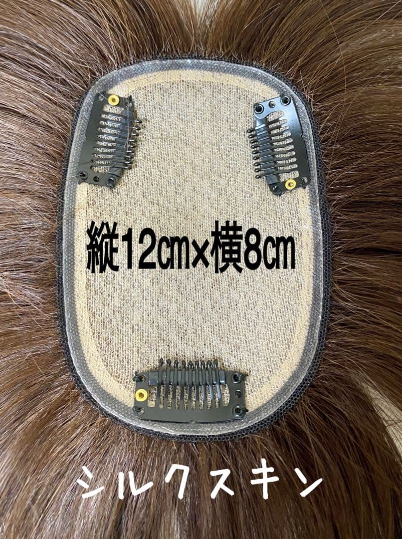 人毛100% ヘアピース【シルクスキン】引き抜き　自然な黒　ポイントウィッグ