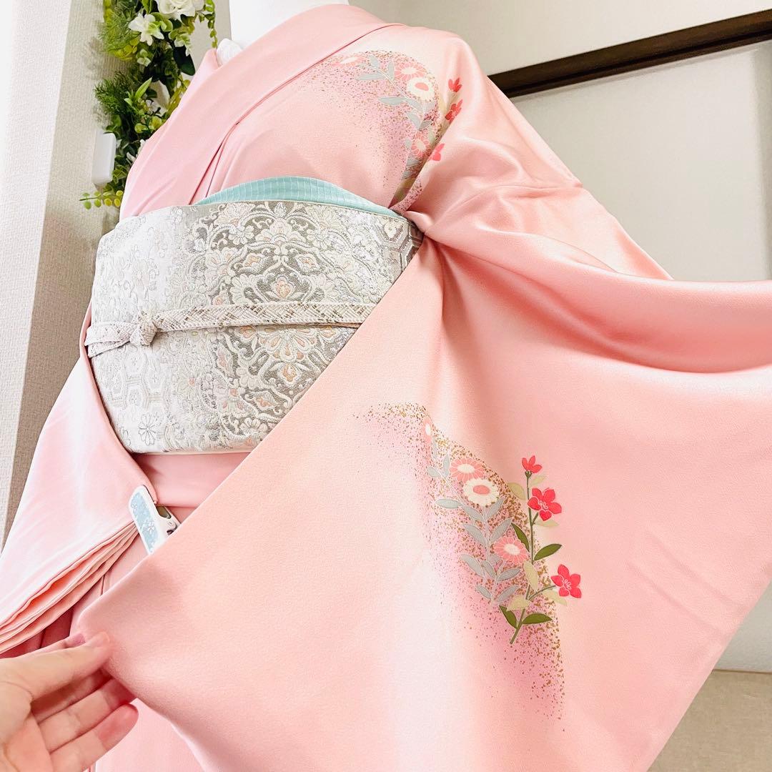 ベビーピンク 友禅 単品訪問着 入学式 卒業式 入園式 春 秋 冬