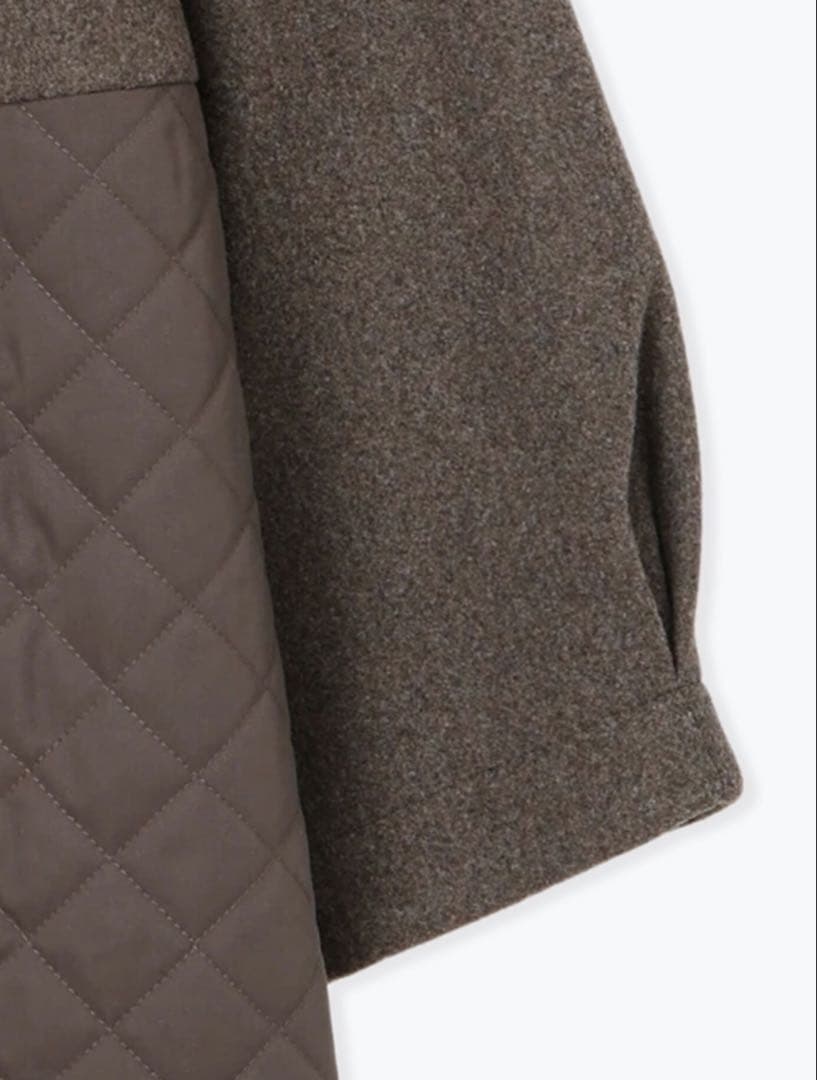 サマンサモスモスコート　メルトン切替キルティングコート　ブラウン