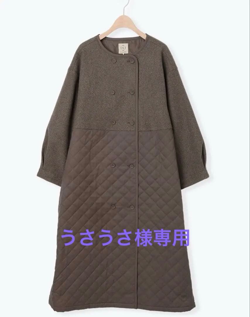 サマンサモスモスコート　メルトン切替キルティングコート　ブラウン