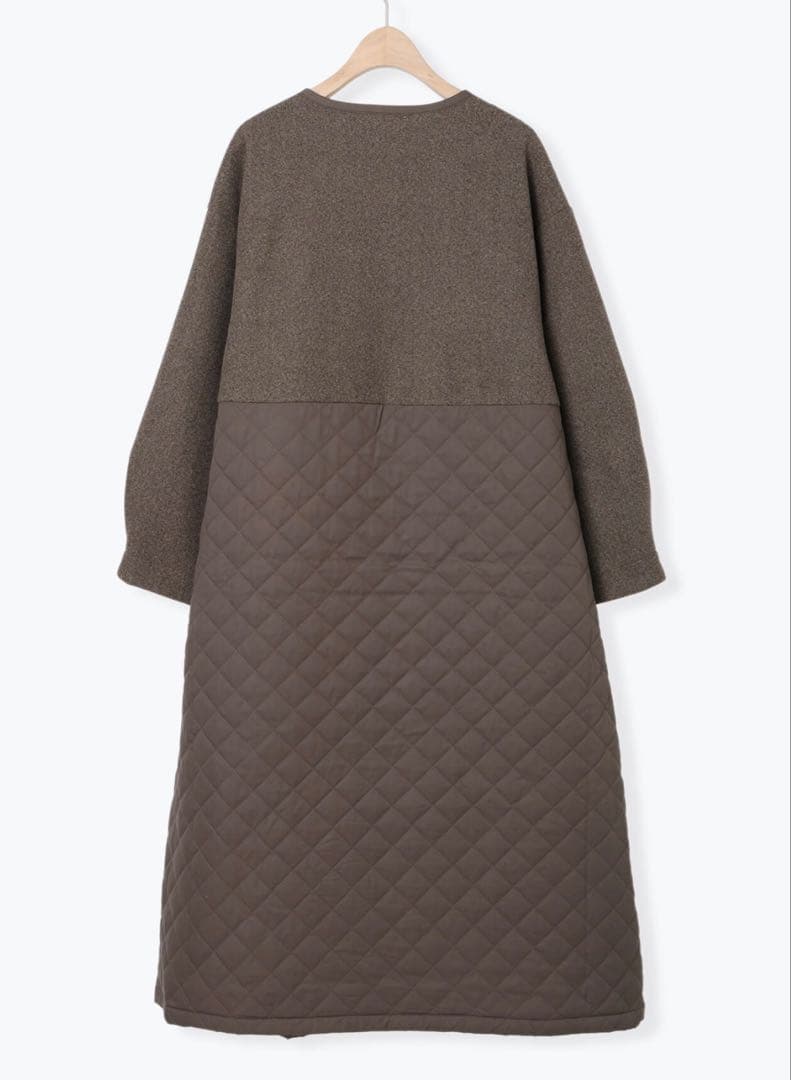 サマンサモスモスコート　メルトン切替キルティングコート　ブラウン