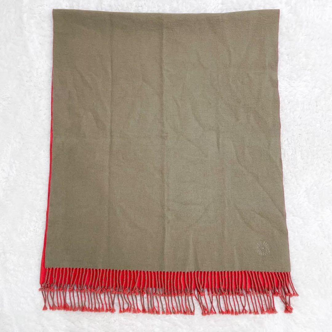極美品 HERMES エルメス ダブルフェイス 大判ストール カシミヤマフラー