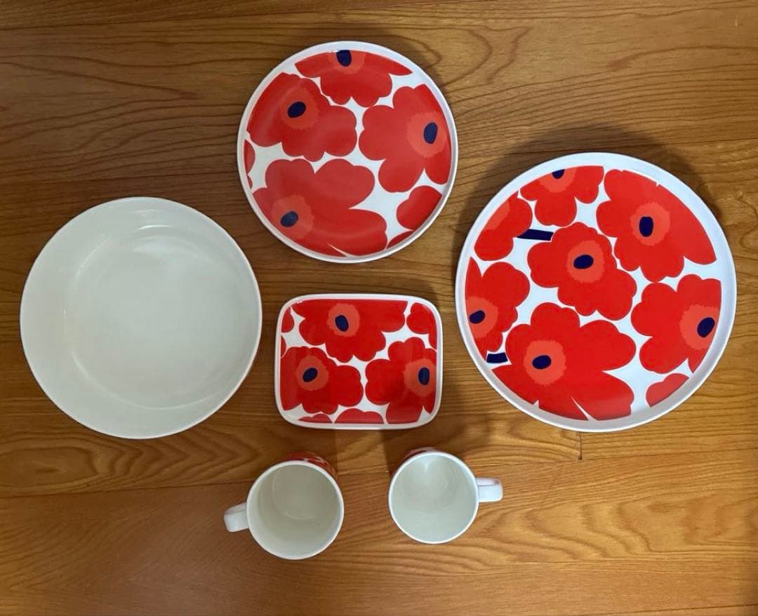 ◉マリメッコ◉Redウニッコ食器６点セット◉
