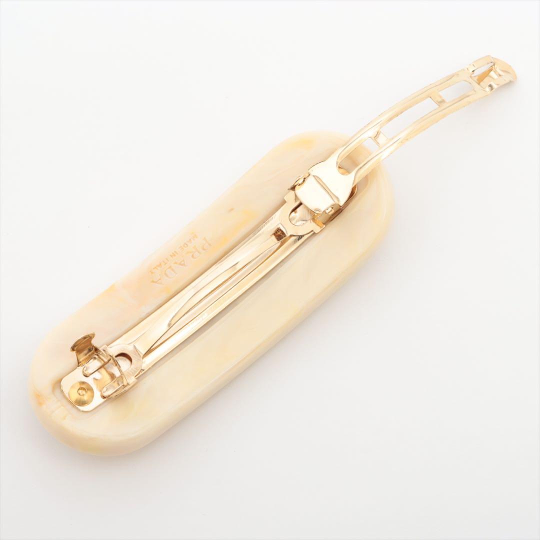 PRADA プレックス　ヘアバレッタ　ベージュ　ビジュー　プラダ　ヘアクリップ