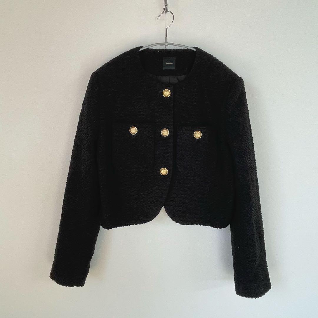 ☆未使用級☆Spick & Spanループヤーンツイードジャケット　ブラック