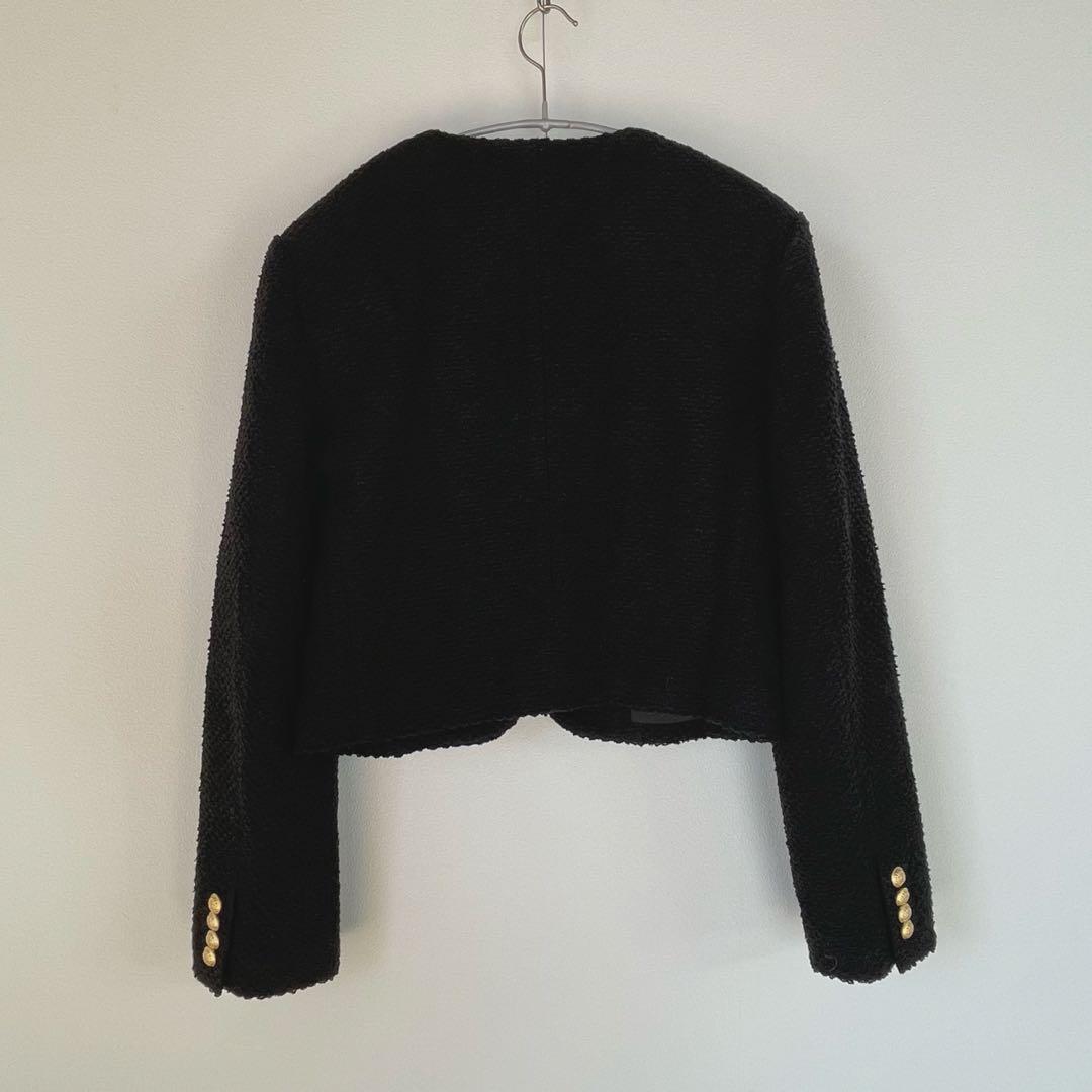 ☆未使用級☆Spick & Spanループヤーンツイードジャケット　ブラック