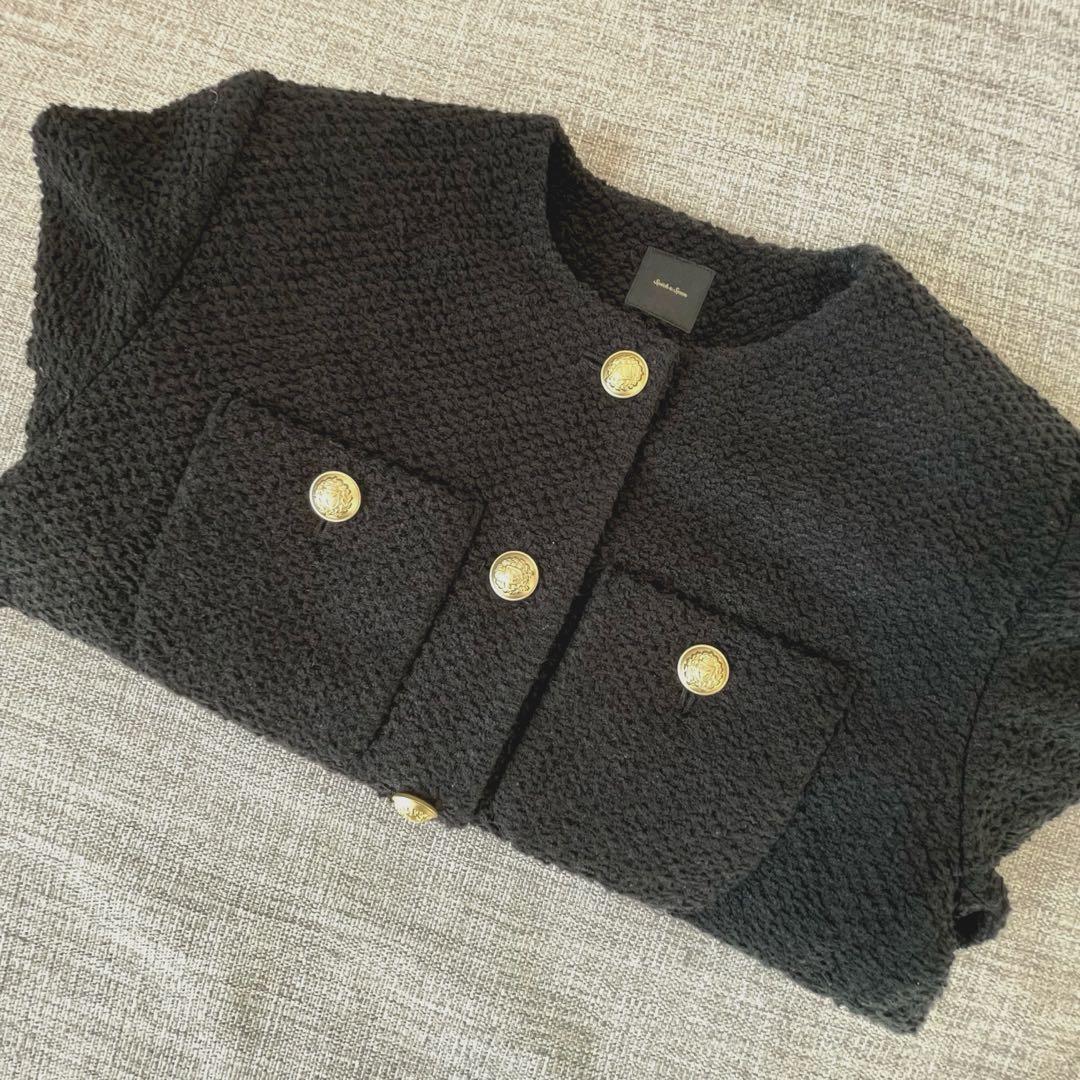 ☆未使用級☆Spick & Spanループヤーンツイードジャケット　ブラック