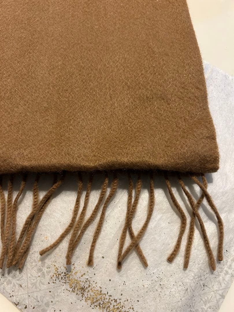 美品✨CASHYAGE. ブラウン カシミヤマフラー フリンジ付き　日本製