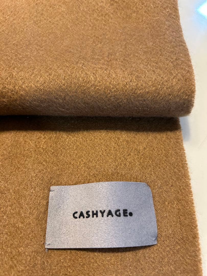 美品✨CASHYAGE. ブラウン カシミヤマフラー フリンジ付き　日本製