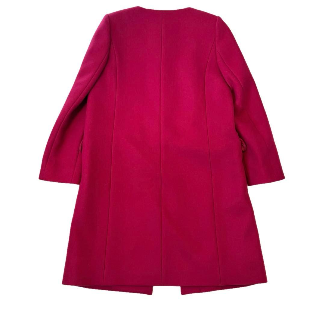 極美品 マッキントッシュフィソロフィー ノーカラーコート 38 ウール ピンク