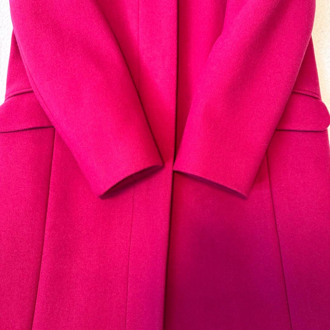 極美品 マッキントッシュフィソロフィー ノーカラーコート 38 ウール ピンク