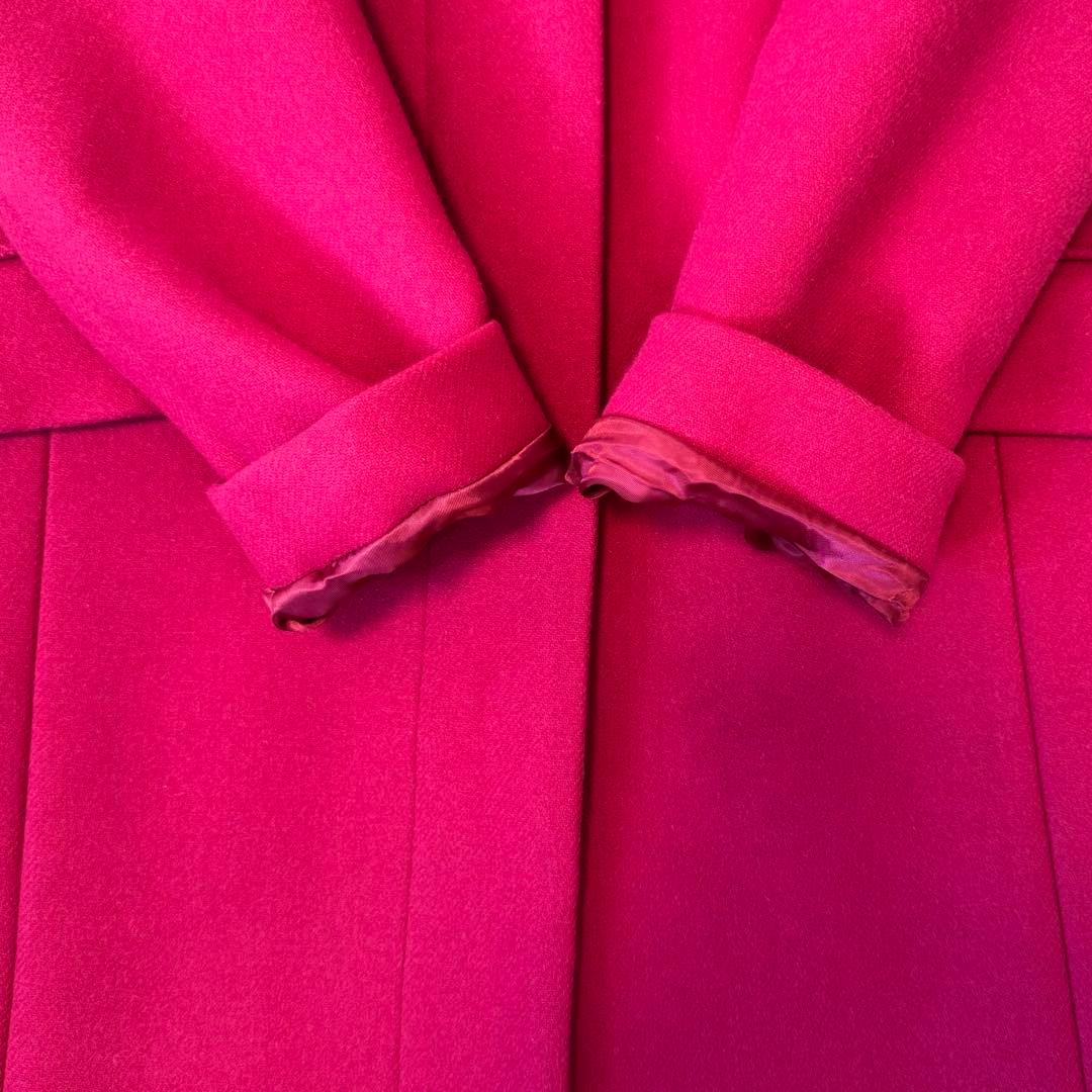 極美品 マッキントッシュフィソロフィー ノーカラーコート 38 ウール ピンク