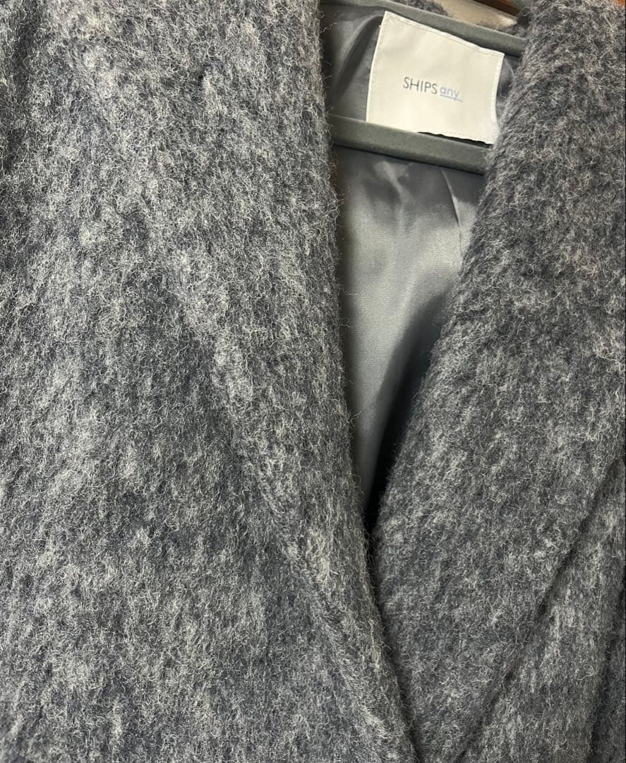 SHIPS any★シャギー フーディー ガウン コート