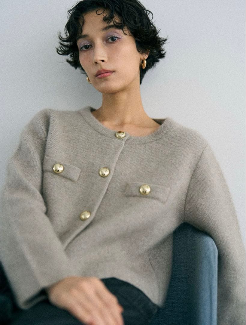 CHNラクーンニットジャケット ベージュ