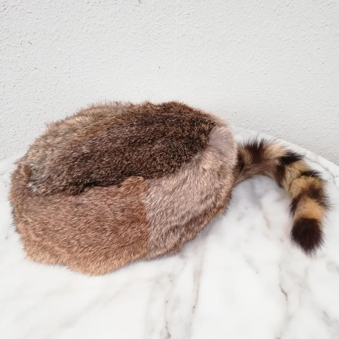 カナダ製 クロケットハット ラビット ラクーン 帽子 ビンテージ