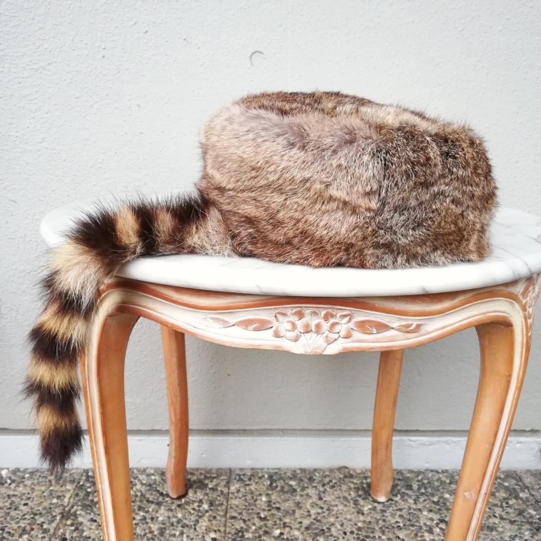 カナダ製 クロケットハット ラビット ラクーン 帽子 ビンテージ