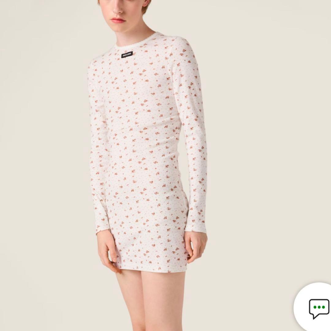 ミュウミュウ MIUMIU 国内購入　新作リブ編み ジャージー ドレス　ホリデー