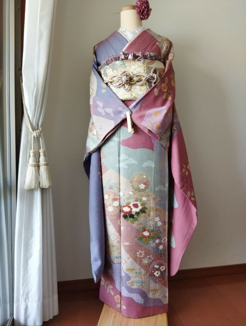 ma-ko様　401.儚く可愛い　振袖7点セット　正絹　フルセット　成人式