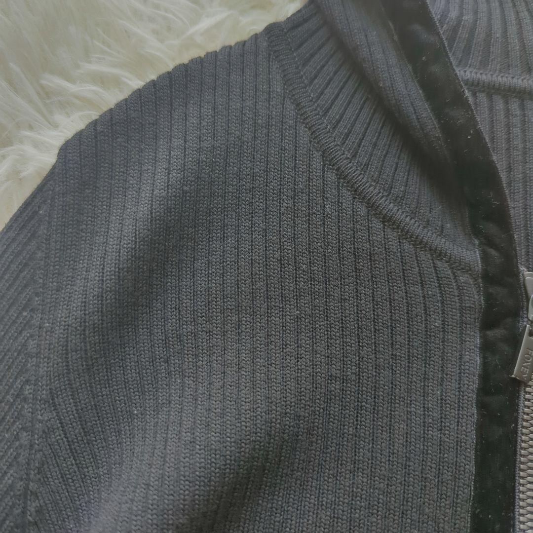 美品✨️FOXEY フォクシー フードパーカー　ウール　リブニット　ベロア　40