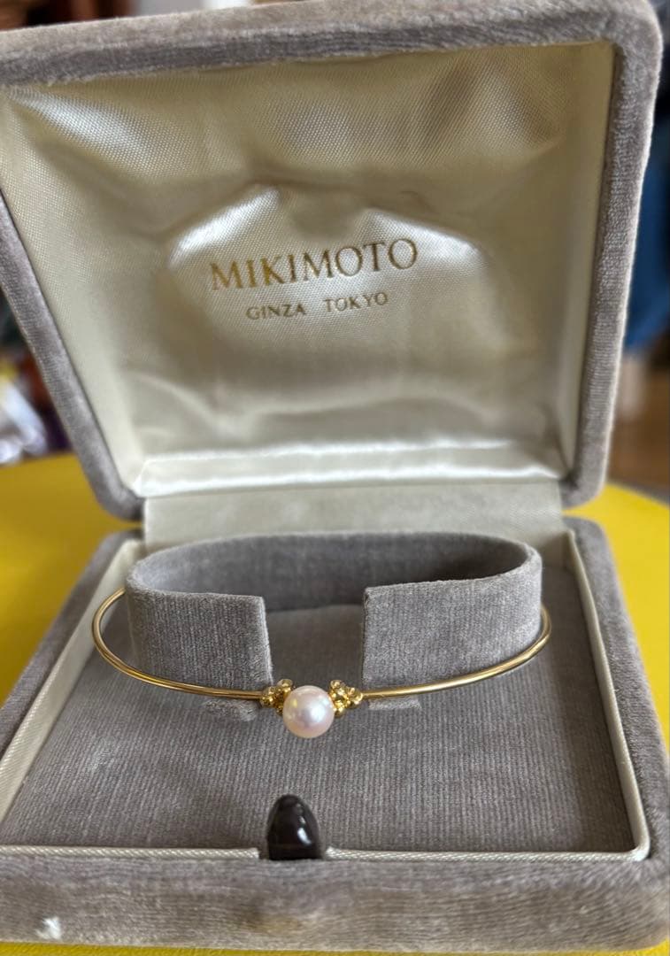 MIKIMOTO ゴールド バングル アコヤ真珠付き　K18