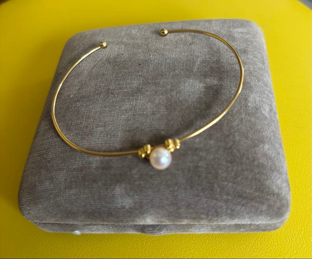 MIKIMOTO ゴールド バングル アコヤ真珠付き　K18