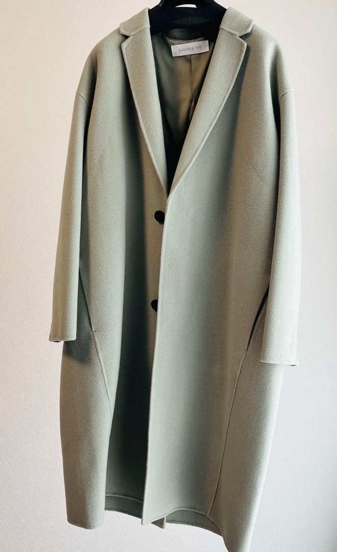 GALERIE VIE ライトメルトン チェスターコート 34 ライトグリーン