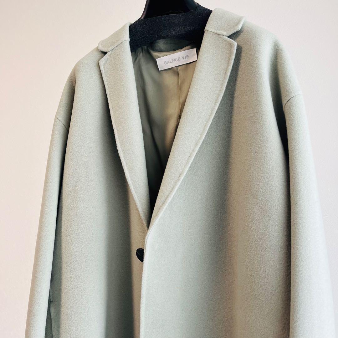 GALERIE VIE ライトメルトン チェスターコート 34 ライトグリーン