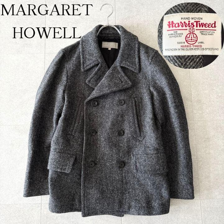極美品✨️マーガレットハウエル×ハリスツイード ピーコート S チャコールグレー