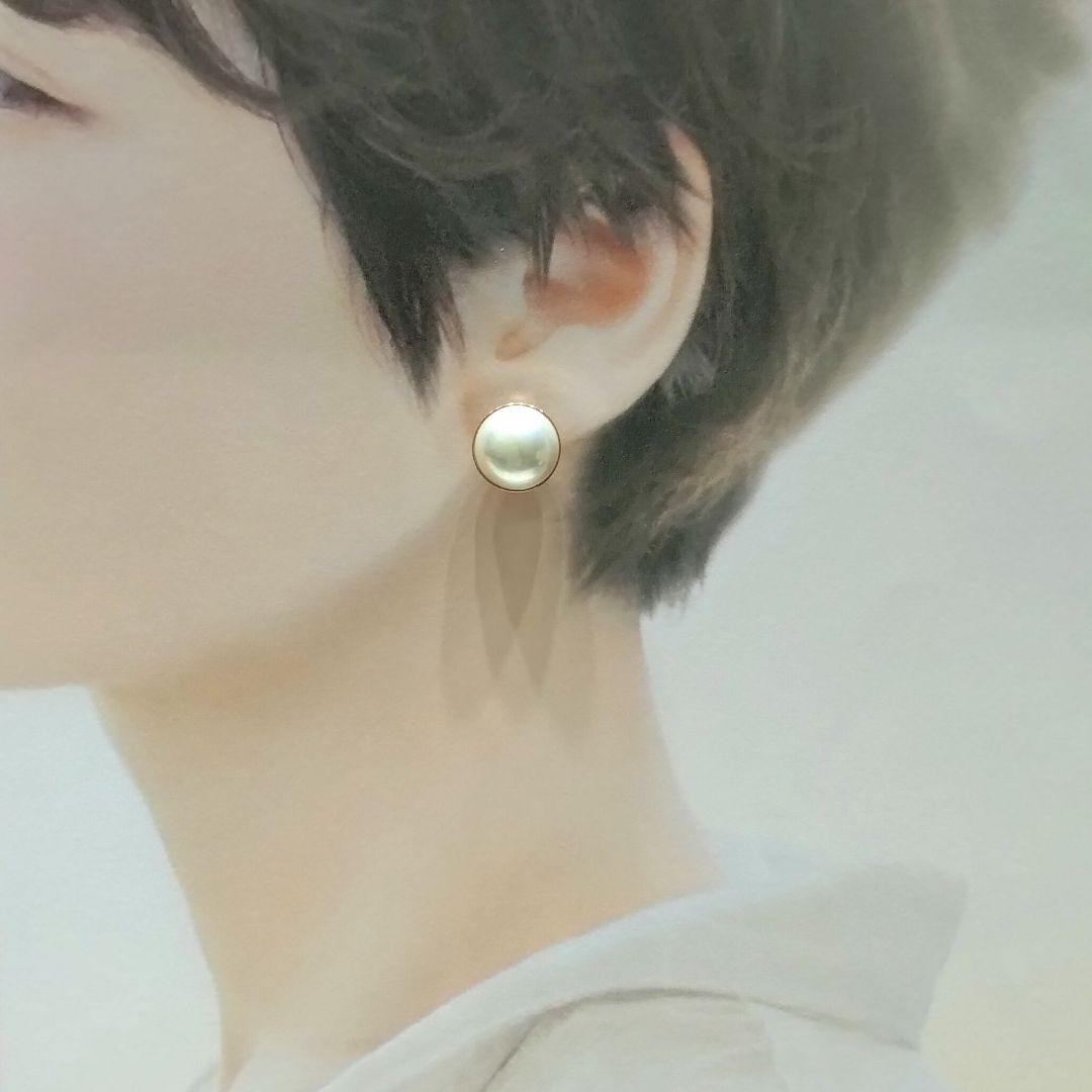 K18◯マベパール◯ピアス✨シンプル綺麗✨K18製シリコン留め具新品