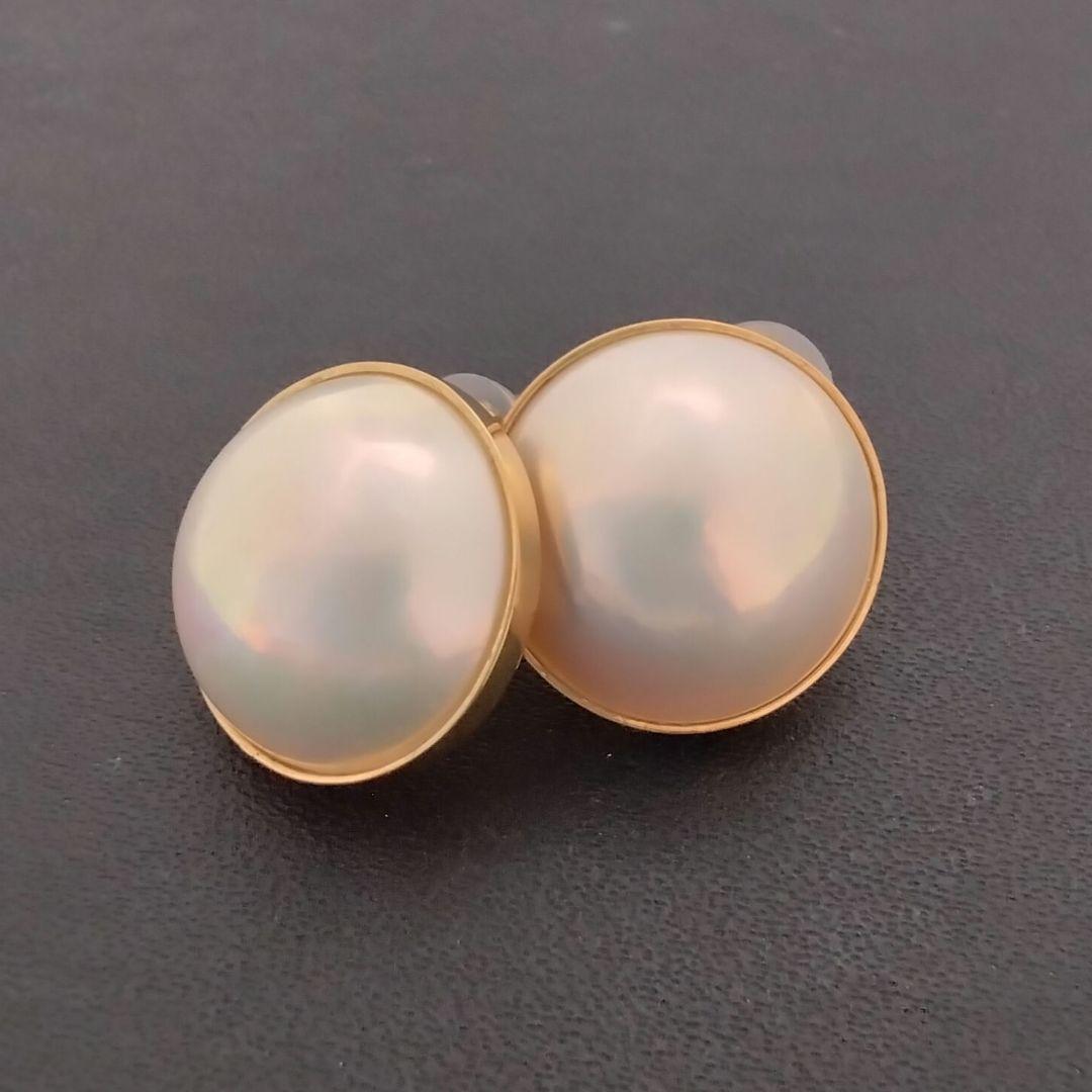 K18◯マベパール◯ピアス✨シンプル綺麗✨K18製シリコン留め具新品