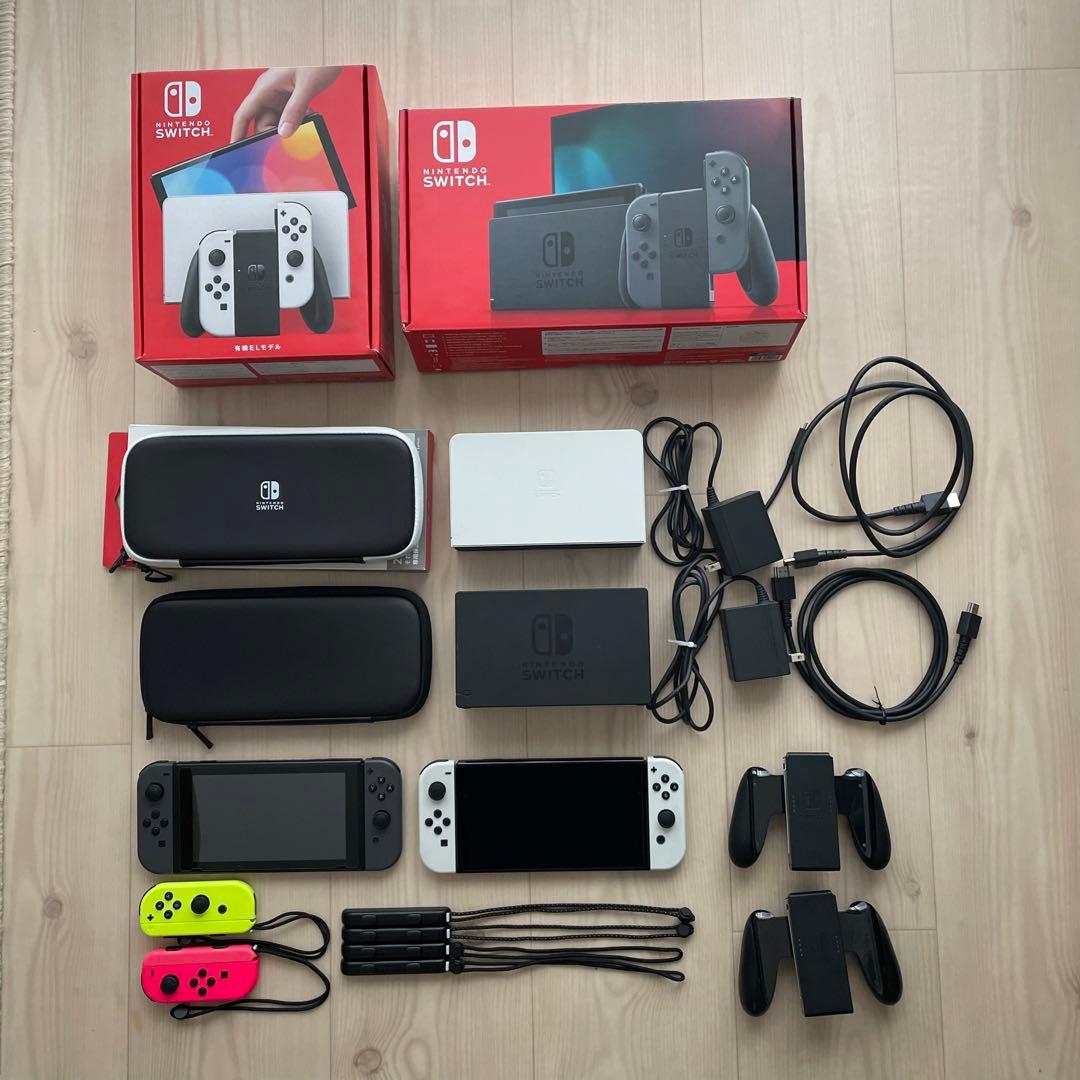 switch 本体 2台 コントローラー 純正ケース 有機EL