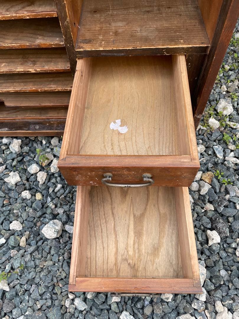 昭和レトロビンテージ 木製カルテ棚 書類棚 当時物アンティークブロカント蚤の市