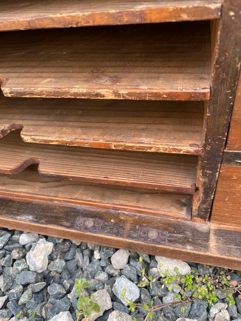 昭和レトロビンテージ 木製カルテ棚 書類棚 当時物アンティークブロカント蚤の市