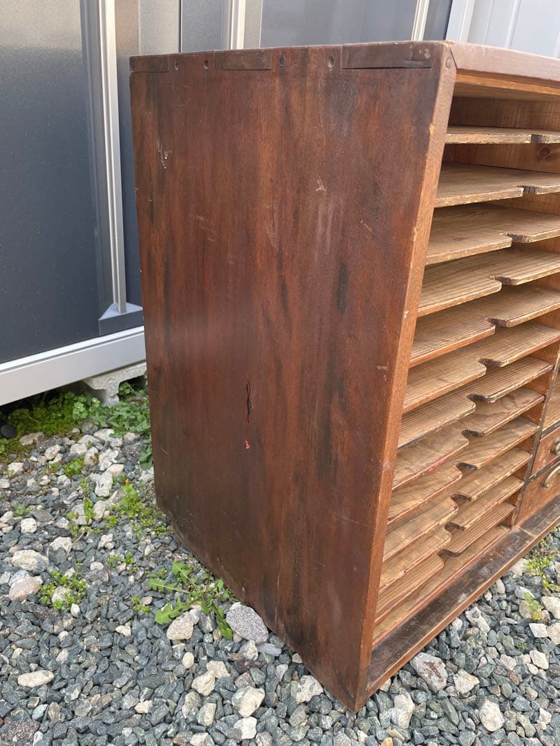 昭和レトロビンテージ 木製カルテ棚 書類棚 当時物アンティークブロカント蚤の市