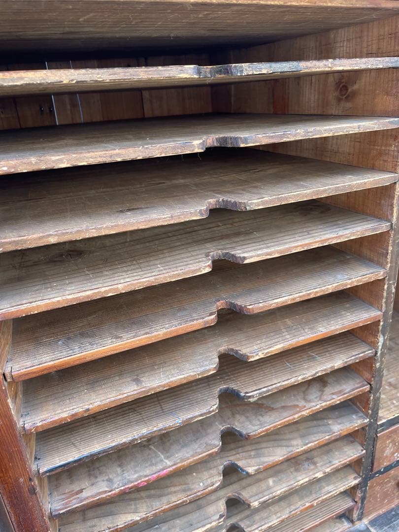 昭和レトロビンテージ 木製カルテ棚 書類棚 当時物アンティークブロカント蚤の市